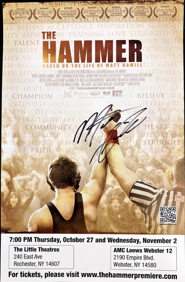 Matt The Hammer Hamill signed Movie Poster UFC RIT Wrestling Deaf Rochester 1/1 - Image 1 of 1