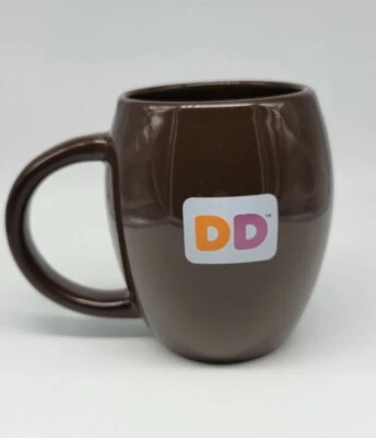 🍩 Dunkin Donuts Coffee Mug Cup 2009 Barrel Shaped fat belly DD Brown GUC - Image 1 of 4