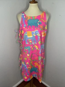 Gretchen Scott ärmelloses rosa Animal Stretch Etuikleid Medium M integrierter BH - Bild 1 von 8