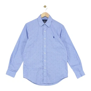 Ralph Lauren Patterned Shirt Mens Size S Blue Classic Fit Cotton Stretch - Picture 1 of 15