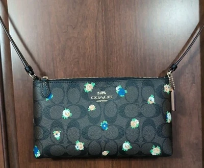 Bolsa tiracolo Coach Popup Messenger com inserção de carteira. Floral marrom amarelo e azul - Imagem 1 de 4