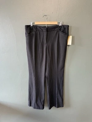 Worthington Womens Black Striped Pant Ultra Stretch Perfect Trouser NWT Size 16P - Image 1 of 3
