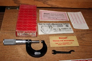 Starrett No. T436FL - 1" -Micrometer - .0001" Complete Good Condition w/ Wrench - Picture 1 of 8