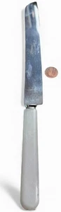 Vintage Leonard Stainless Blade White Handle Cake Bread Knife 12.25" Korea - Picture 1 of 3