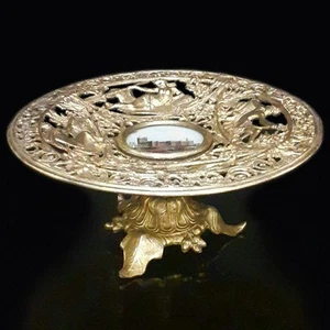EIN ANTIKES VERGOLDETES BRONZE RÜCKSEITIG BEMALTES GLAS HAUS DES PARLAMENTS KOMPORT UM 1845 - Bild 1 von 5