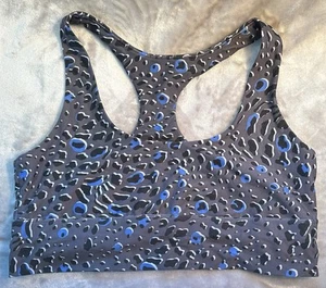 Betsey Johnson Women's Gray Glacial Leopard Print Sports Bra Size XL - Picture 1 of 7