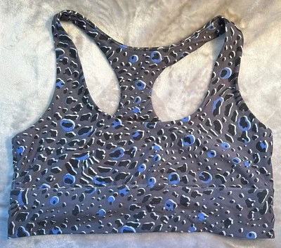 Betsey Johnson Women's Gray Glacial Leopard Print Sports Bra Size XL Athleisure - Image 1 of 4
