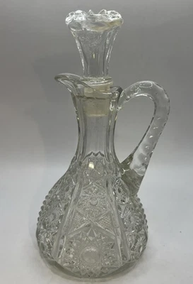 VTG Early American Prescut Glass Oil or Vinegar Cruet With Stopper And Pontil - Image 1 of 4