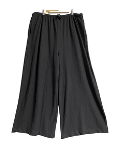 You + All Black Drawstring Waist Wide Leg Textured Pants Plus Size 22 NEW Pocket - Picture 1 of 12