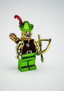 Lego Chrome Green Gold Forest Man Minifigure + Weapon Castle New!! - Picture 1 of 5