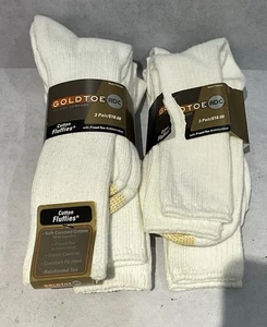 5 Paar Crew-Socken Gold Toe ADC weiß Baumwolle & Elasthan flauschig für Herren Größe 10-13 - Bild 1 von 5