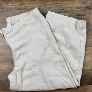 Pantalone donna J.Jill beige gamba larga cropped misto lino taglia M - Foto 1 di 8