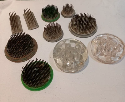 Lote de 10 ranas flores vintage 8 metal, 2 cristal - Imagen 1 de 4