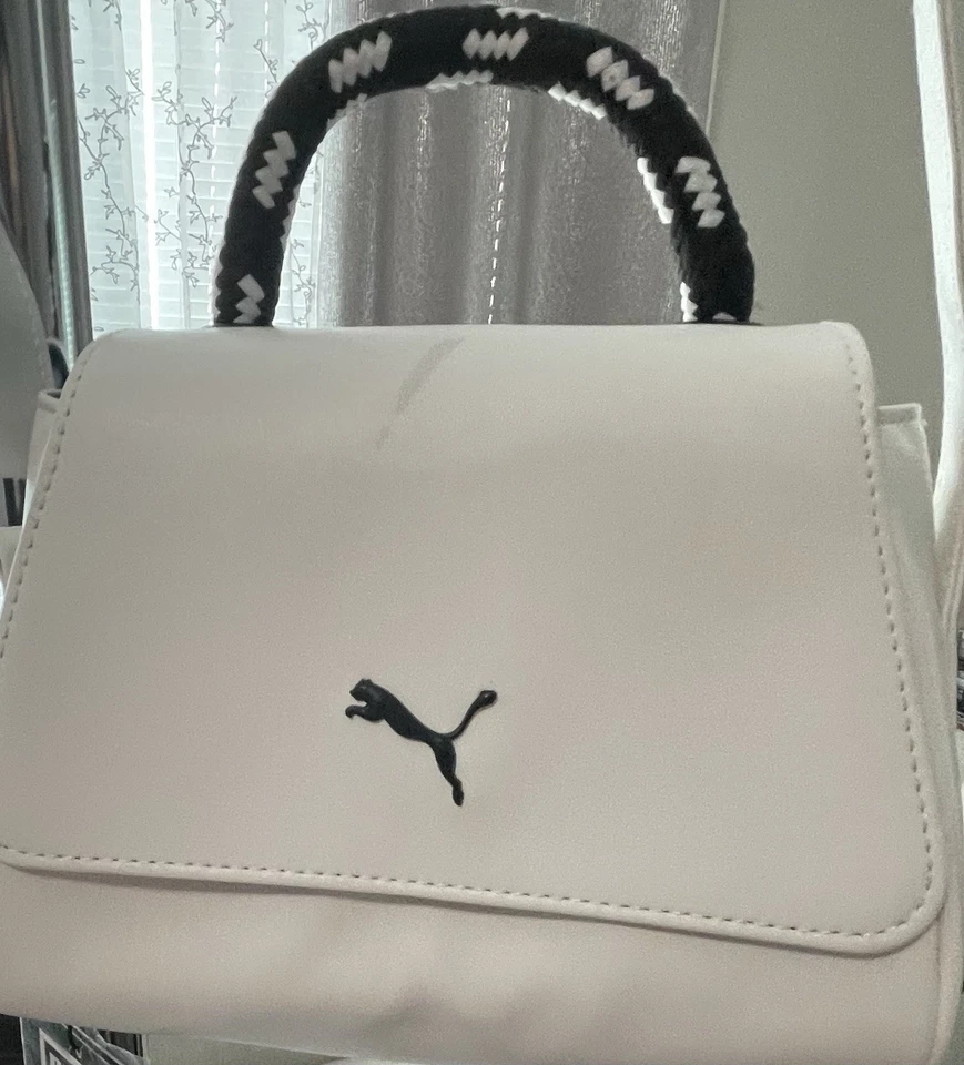 PUMA Elite Crossbody Mini Handbag White Black Logo Adjustable Strap NWT - Image 1 of 4