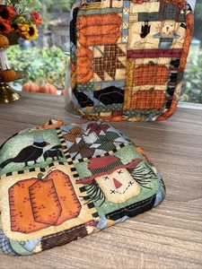 Juego de 2 espantapájaros cuervos calabaza rústicos porta maceta cosecha otoño núcleo de campo - Imagen 1 de 6