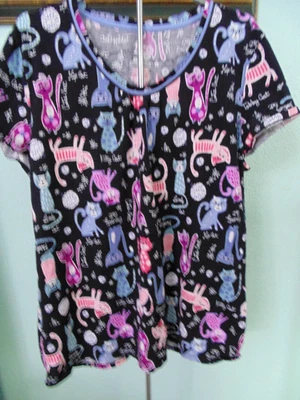 Женская повседневная рубашка Secret Treasures L XL 14 18 черная пастельный кошачий принт топ для сна - Изображение 1 из 3