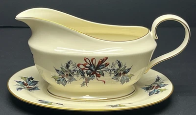 Stunning Lenox Winter Greetings Gravy Boat and Underplate 8 5/8" New - Image 1 of 4