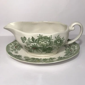 Wedgwood Kent Green Multicolor Gravy Boat and Underplate - Picture 1 of 14
