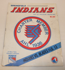 1981-1982 SPRINGFIELD INDIANS AHL PROGRAM, February 13, 1982 vs. BLADES