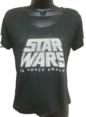 Blusa Star Wars feminina tamanho pequeno manga curta cinza The Force Awakens - Imagem 1 de 4