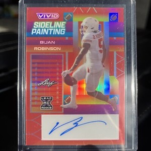 BIJAN ROBINSON 2023 LEAF VIVID FOOTBALL SIDELINE PAINTING AUTOGRAPH RC #3/8