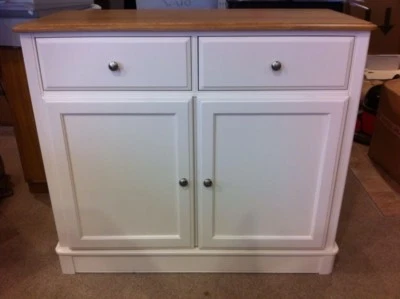 TCH Marseille 2 Door 2 White Sideboard  And Bookcase with Oak Top - Image 1 of 4