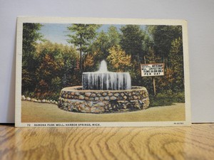 Ramona Park Well Harbor Springs, Michigan VTG White Border Post Card Posted 1947