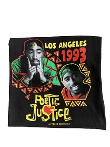 2Pac Poetic Justice T-Shirt Size M Black Los Angeles 1993 A Street Romance Tee - Picture 1 of 7