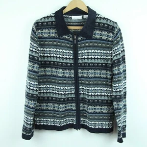 Vintage Medium Cardigan Zip Chenille Granola Girl Cozy Fair Isle 90s Grannycore - Picture 1 of 5
