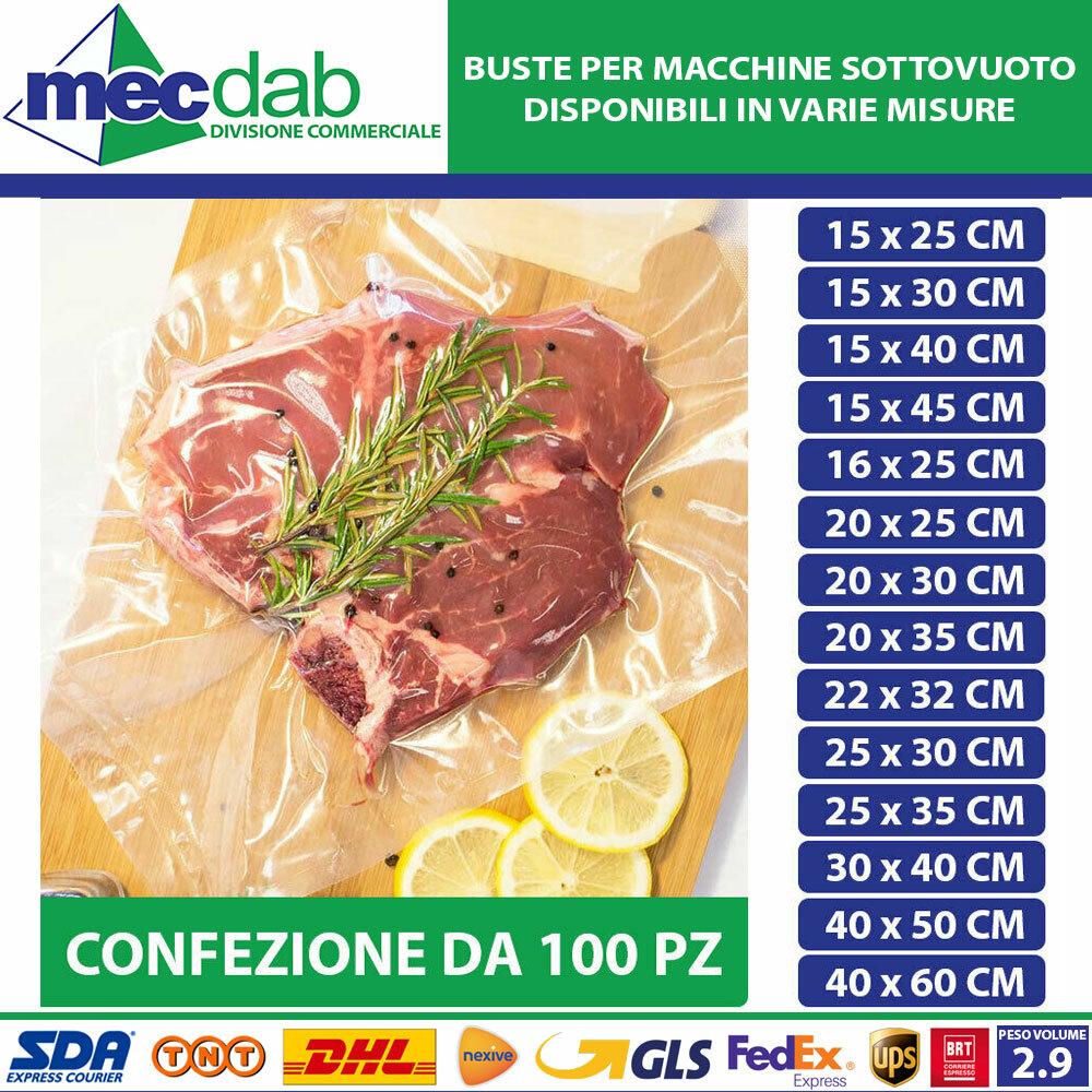 Sacchetti Sottovuoto Alimenti - 3 Rotoli 28x400 Cm, Per Conservazione Cibo, Cottura Sous Vide, Senza BPA