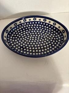 Vintage Boleslawiec Polish Ceramic Casserole Dish Peacock/Flowers 12×8.5×2" - Picture 1 of 6