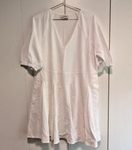 Universal Thread Dress Women L White A Line Babydoll V Neck Cotton Blend Cottage - Picture 1 of 7