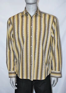 Axis Mens Long Sleeve Button Down Shirt Size XL Lite Brown Retro Design Cotton - Picture 1 of 9