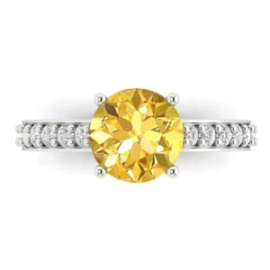 2.3Ct Round Cut Natural Citrine Engagement Ring for Women, 14K White Gold - Picture 1 of 11