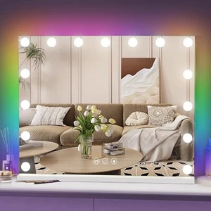 Hansong Specchio Vanity con Luci RGB Trucco LED 15 Luce Colore Dimmerabile HSE - Foto 1 di 7
