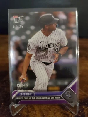 2023 MLB Topps Now Coco Montes Call-Up PURPLE PARALLEL 7/25 SSP Rockies #427 - Image 1 of 2