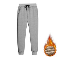 Winter Mens Sports Pants Outdoor Sweatpants Drawstring Fleeces Lined Trousers D 