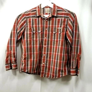 Camisa a Presión Lucky Brand Perla Western Vintage Vaquero a Cuadros Algodón Distintivo XL - Imagen 1 de 10