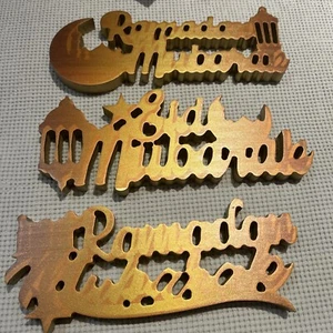Three Piece Ramadan Eid Mubarak Table Decor Wood Gold - Picture 1 of 7