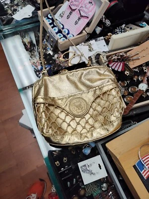 Vintage Carlos Falchi Gold net & Embossed Leather Purse Crossbody Bag - Image 1 of 4