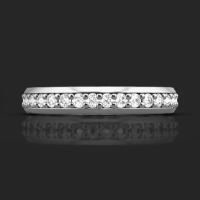 0.42 Carat Diamond Round Cut Engagement Band Lab Grown 14k White Gold Women - Image 1 of 4