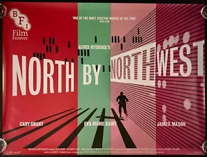 North by North West Original Quad Movie Cinema Poster Hitchcock BFI 2017 RR - Imagen 1 de 8