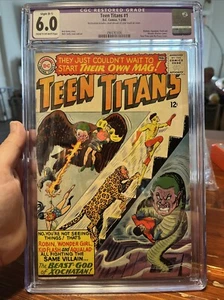 Teen Titans #1 CGC 6.0 1966 ¡Primera edición con etiqueta púrpura! Kid Flash! Robin! Aqualad - Imagen 1 de 6