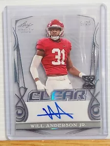 Scheda Auto Will Anderson Jr. 2023 Foglia Trinità Calcio Trasparente XRC #’d 9/25 - Foto 1 di 6