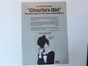 Lou Reed:  Original 1976 Charlie's Girl Billboard Advert - Imagen 1 de 3