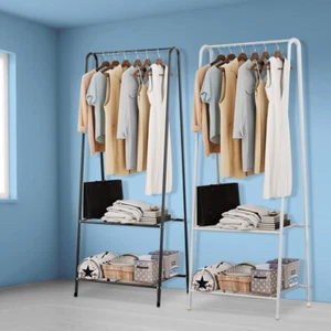 Kleiderständer stabiler Edelstahl-Garderobenständer, Garderobe 2 Ablagen starker - Bild 1 von 16