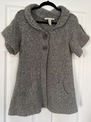 Cárdigan para mujer American Rag Cie gris cuello manga corta lana mohair mediano Foto 1 de 4