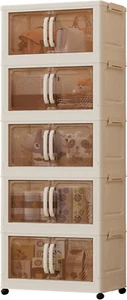 Stackable Storage Bins with Doors, 5 Tiers, 140Qt Collapsible Closet Organizer - Picture 1 of 12