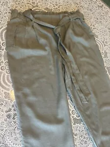 Army Green Paperback waist loose pants Cali 1850 Tapered Viscose Blend Pants M - Picture 1 of 10