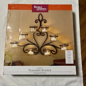 Scrolled Iron Tealight Wall Sconce 17 x 12" by Hosley - Picture 1 of 2